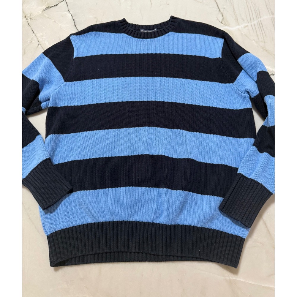 Brandy Melville Brianna Sweater Navy Light Blue Striped Cotton Knit MH320 OS